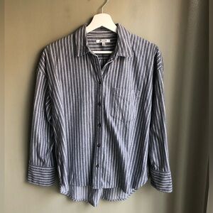 Madewell Flannel Ex-Boyfriend Stripe Cotton Button Down Shirt Size: S